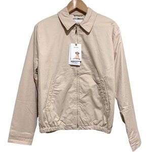 Denim & Flower Beige Zip-Up Jacket Size Medium NWT Cotton Stretch